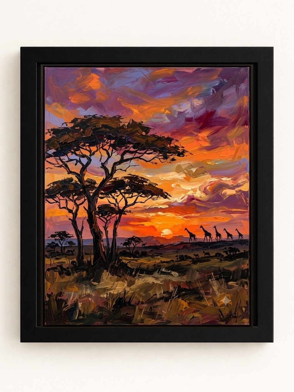 Sunset Savannah  8x10 Framed A.I. Art Print-